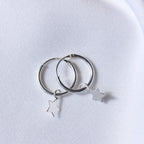Small Sterling Silver Hinged Star Charm 12mm Hoop Earrings