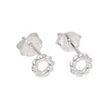 Small Sterling Silver Twisted Karma Circle Stud Earrings
