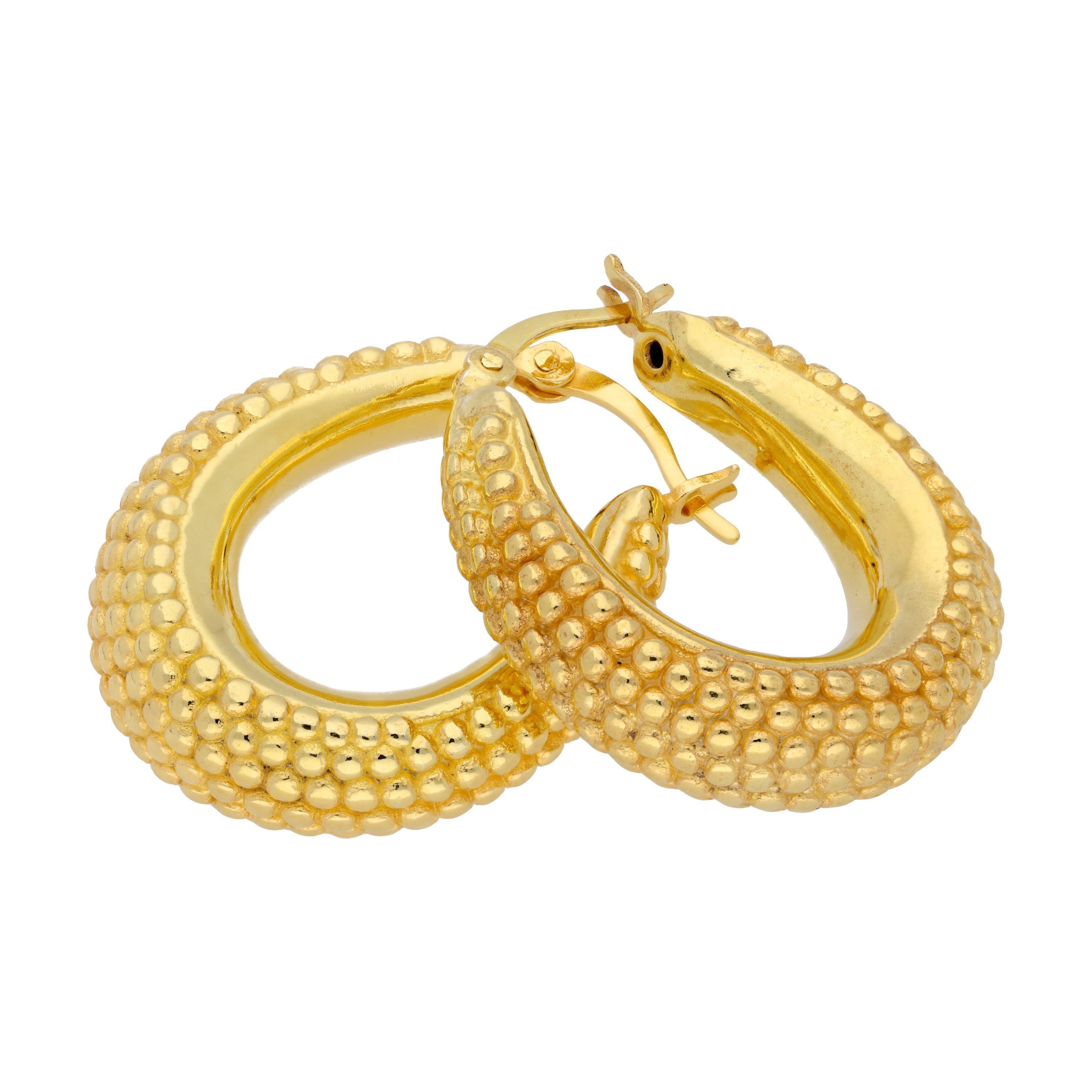 Gold Plated Sterling Silver Chunky Hollow Creole Earrings