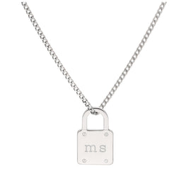 Bespoke Sterling Silver Initials Padlock Necklace 16-28 Inches