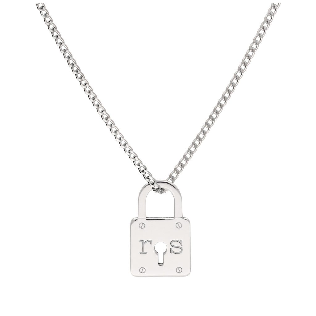 Bespoke Sterling Silver Keyhole Padlock Necklace 16-28 Inch