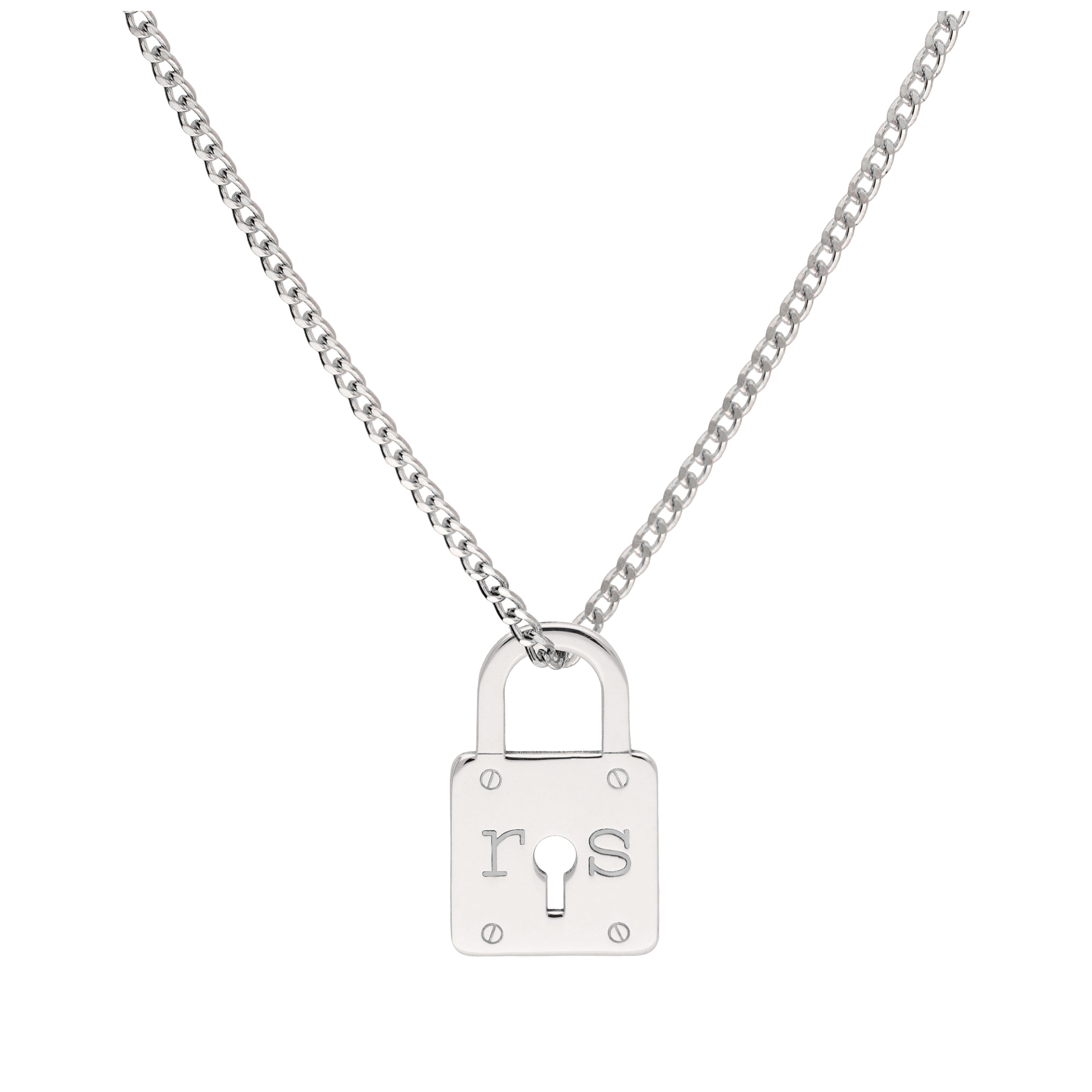 Bespoke Sterling Silver Keyhole Padlock Necklace 16-28 Inch