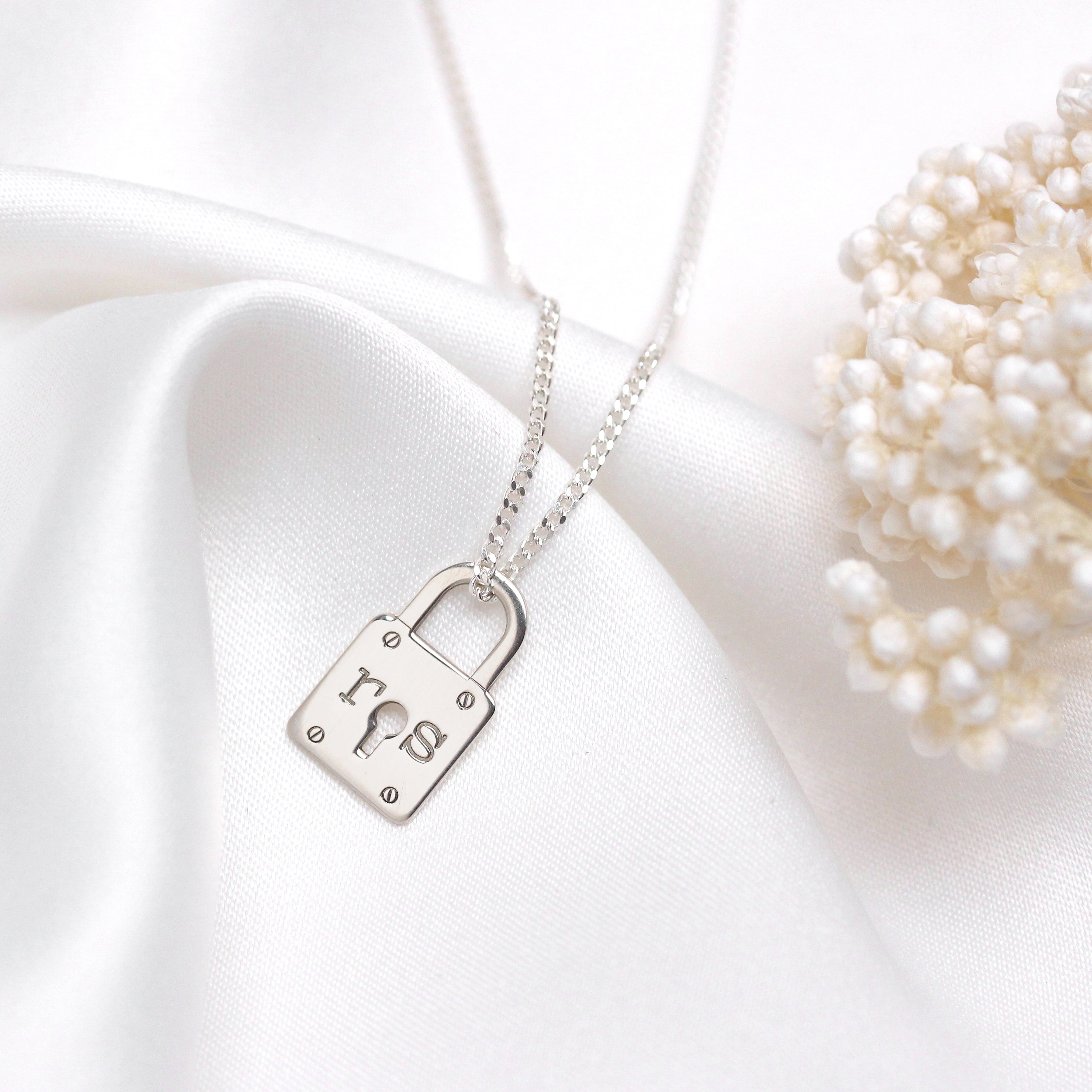 Bespoke Sterling Silver Keyhole Padlock Necklace 16-28 Inch