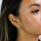 Sterling Silver Bobble Beaded Karma Circle Stud Earrings
