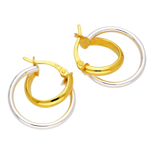 Gold Plated Sterling Silver Double Twisted Hoop Earrings - jewellerybox