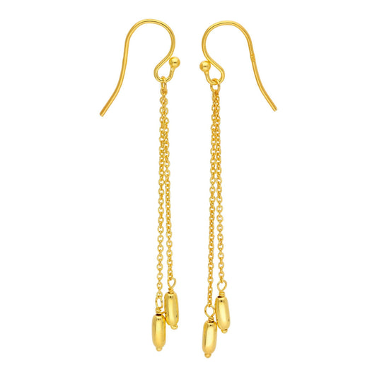 Gold Plated Sterling Silver Double Nugget Drop Earrings
