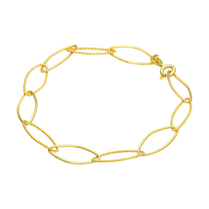 Gold Plated Sterling Silver Twisted Oval Link Chain Bracelet