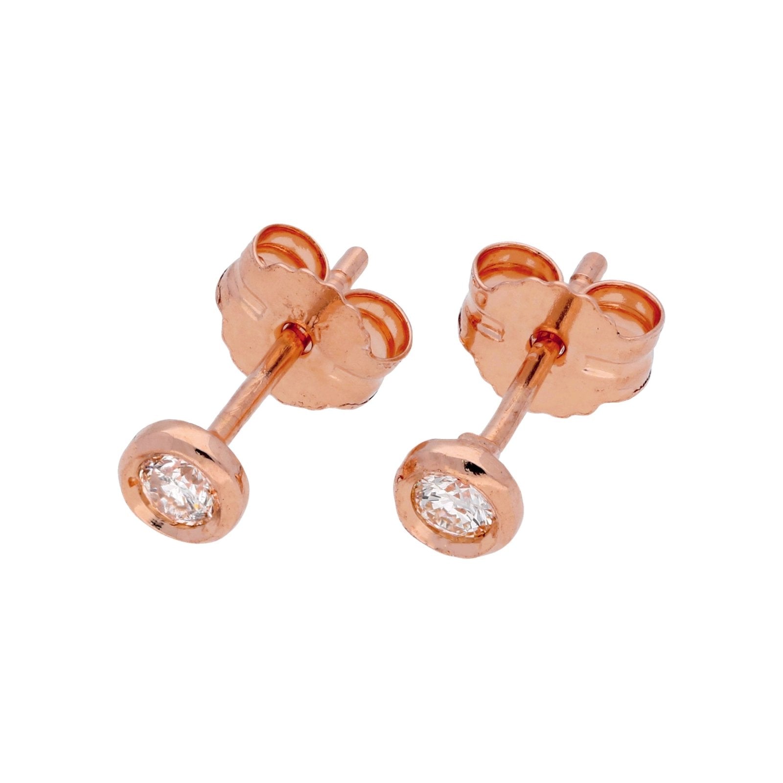 0.09ct Diamond 9ct Rose Gold Round Stud Earrings - jewellerybox