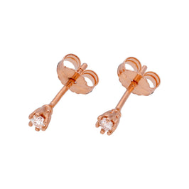 0.05ct Diamond 9ct Rose Gold 6 Prong Claw Set Stud Earrings