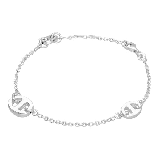 Sterling Silver Chunky Oval Link Belcher Bracelet 8 Inches