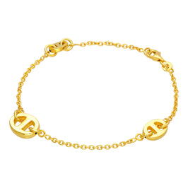 Gold Plated Sterling Silver Chunky Oval Link Bracelet 8 Inch