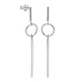 Sterling Silver Minimalist Circle Bar Stud Drop Earrings