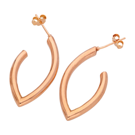 Rose Gold Plated Sterling Silver Oval Hoop Stud Earrings