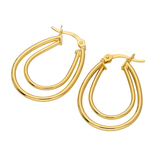 Gold Plated Sterling Silver Double Oval Hoop Earrings