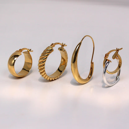Gold Plated Sterling Silver Chunky Creole 20mm Hoop Earrings