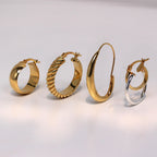 Gold Plated Sterling Silver Oval Liquid Hoop Earrings