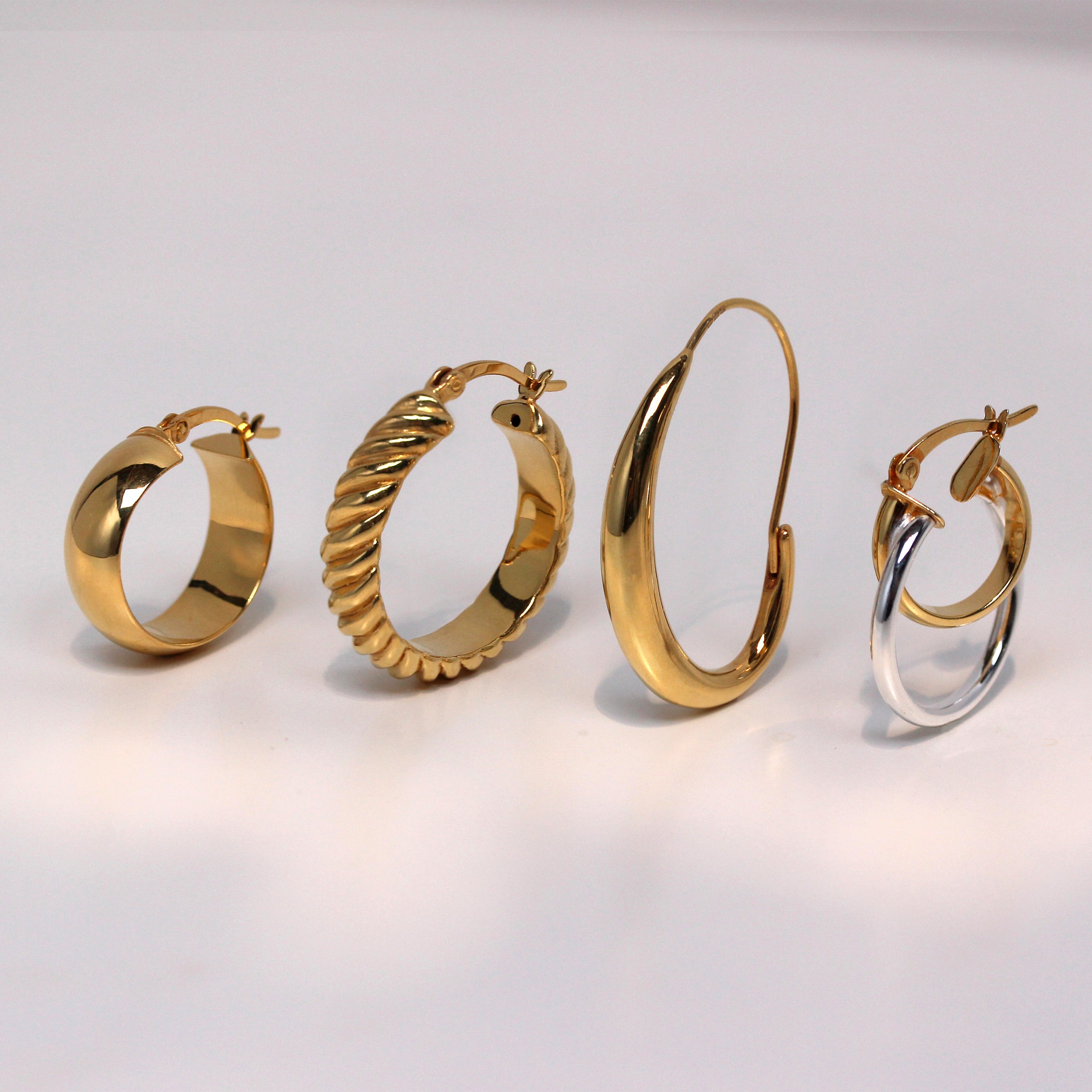 Gold Plated Sterling Silver Oval Liquid Hoop Earrings