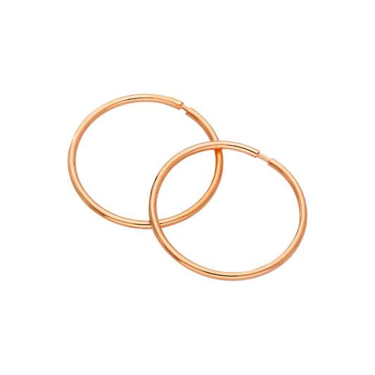 Rose Gold Plated Sterling Silver Sleeper 14mm Hoop Earrings