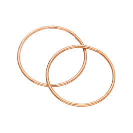 Rose Gold Plated Sterling Silver Sleeper 18mm Hoop Earrings