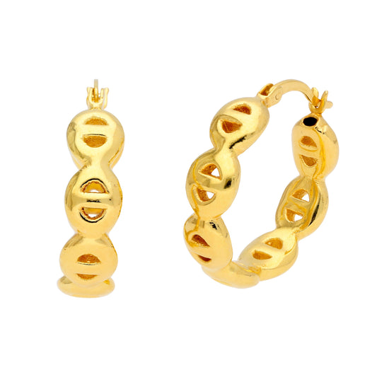 Gold Plated Sterling Silver Link Chain 22mm Hoop Earrings