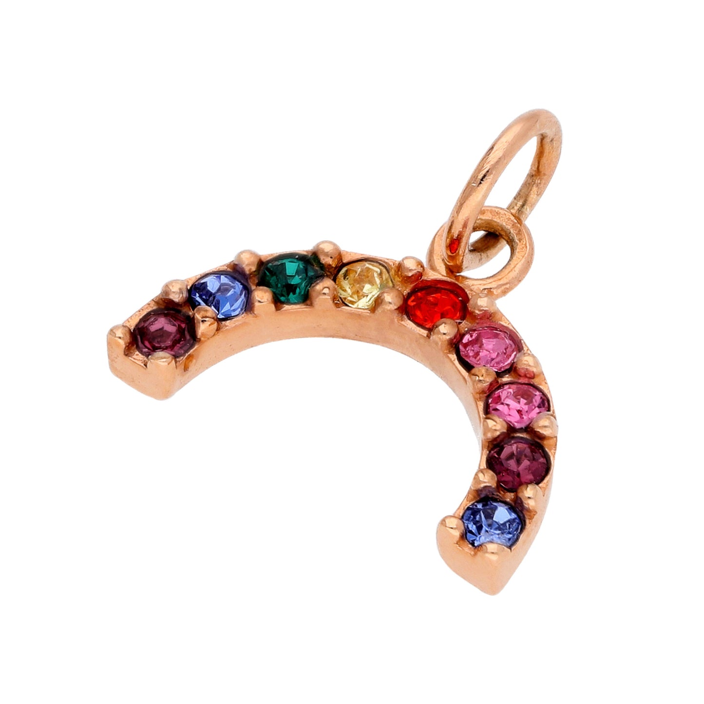 Rose Gold Plated Sterling Silver CZ Rainbow Charm