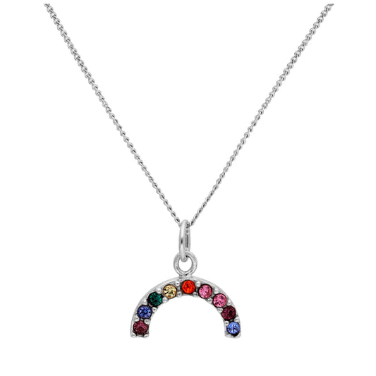 Sterling Silver CZ Rainbow Necklace 14 - 32 Inches