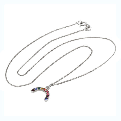 Sterling Silver CZ Rainbow Necklace 14 - 32 Inches