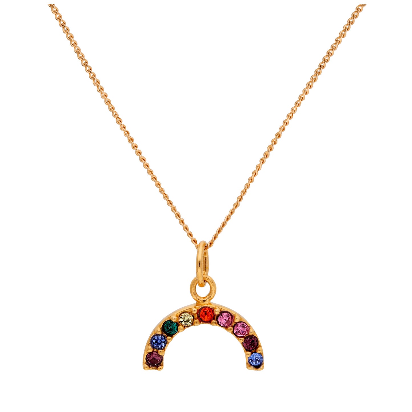 Gold Plated Sterling Silver CZ Rainbow Necklace 14 - 32 Inches
