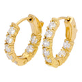 Gold Plated Sterling Silver CZ Eternity 18mm Huggie Hoop Earrings