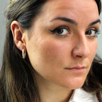 Gold Plated Sterling Silver CZ Eternity 18mm Huggie Hoop Earrings