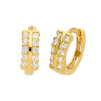 Small Gold Plated Sterling Silver CZ Huggie 13mm Hoop Earrings