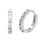 Sterling Silver CZ Bar Set Huggie 15mm Hoop Earrings
