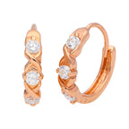Rose Gold Plated Sterling Silver Triple CZ Huggie Earrings