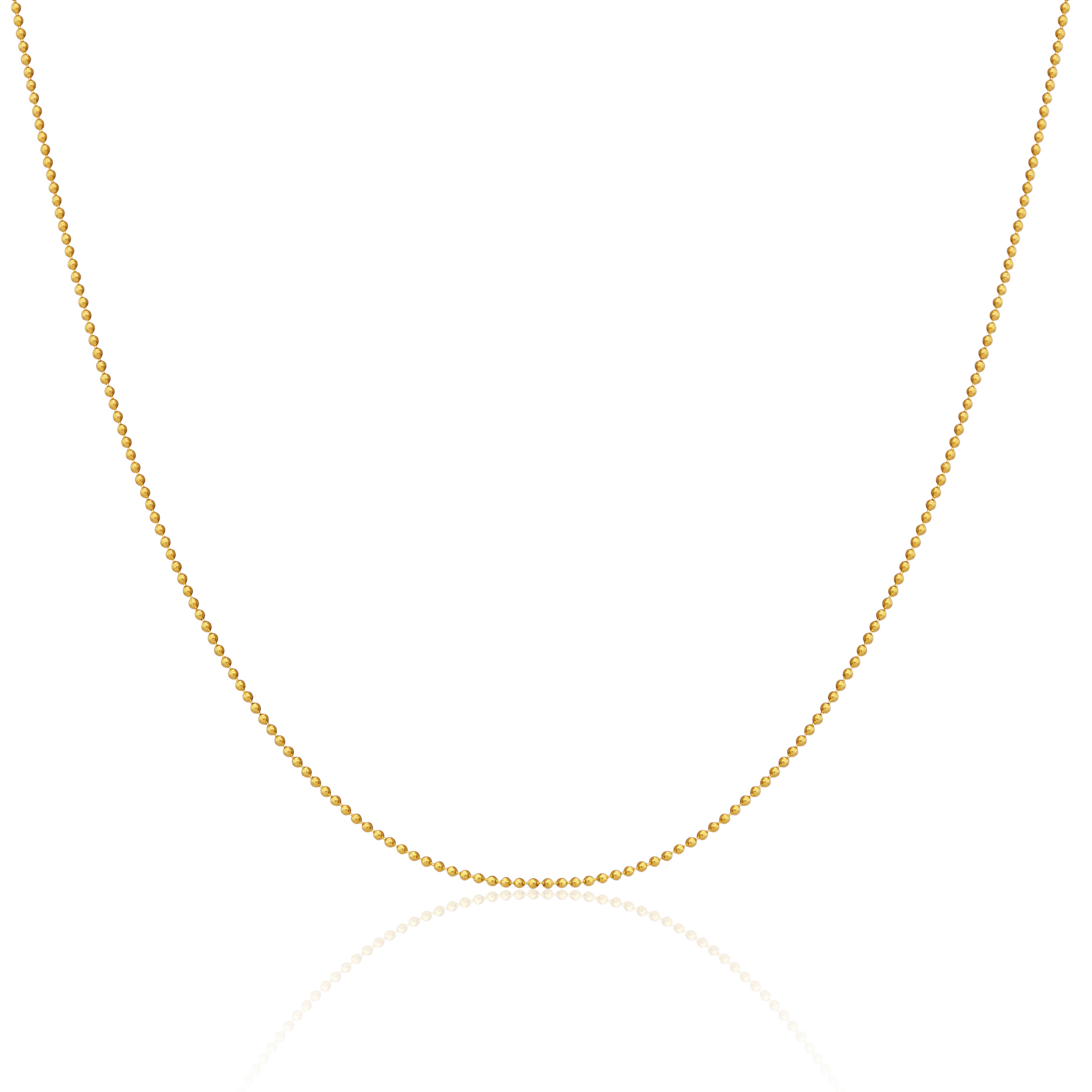 Gold Plated Sterling Silver 1mm Bead Chain 14 Inches