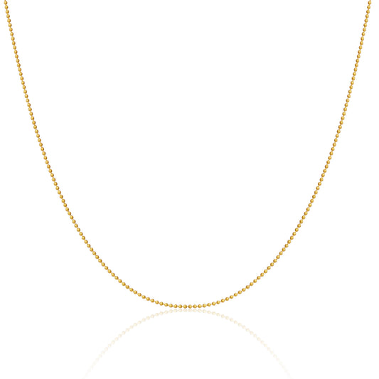 Gold Plated Sterling Silver 1mm Bead Chain 14 Inches