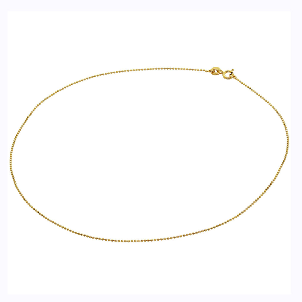 Gold Plated Sterling Silver 1mm Bead Chain 14 Inches
