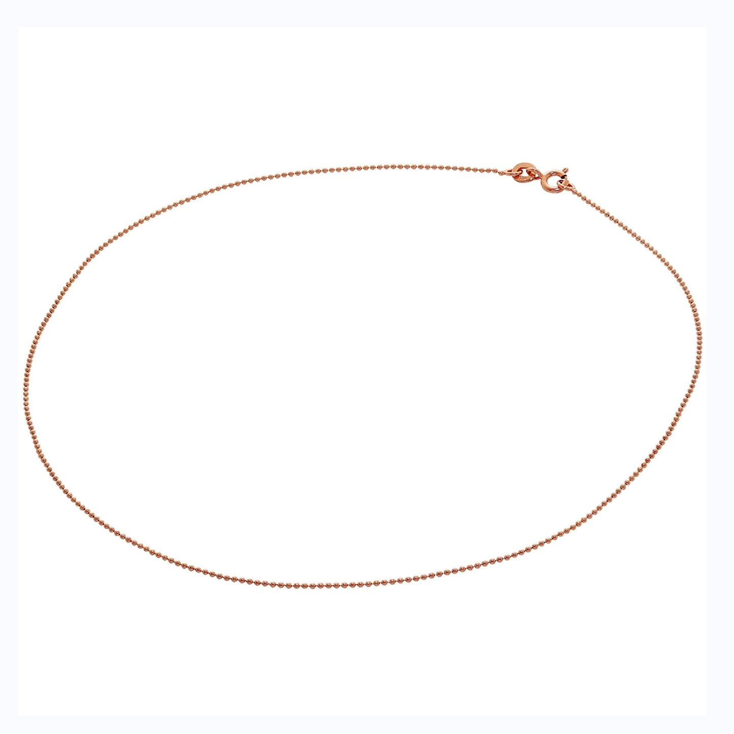 Rose Gold Plated Sterling Silver 1mm Bead Chain 14 Inches