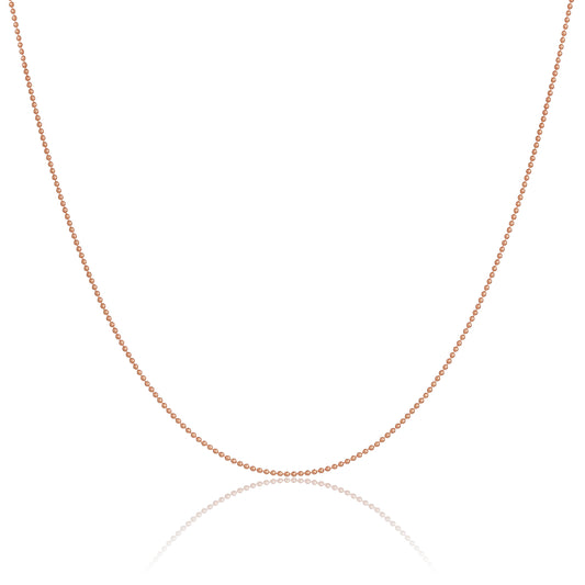 Rose Gold Plated Sterling Silver 1mm Bead Chain 14 Inches
