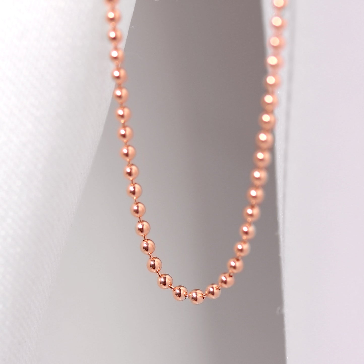 Rose Gold Plated Sterling Silver 1mm Bead Chain 22 Inches