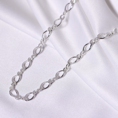 Sterling Silver Figaro Twist Link Necklace 16 - 18 Inches