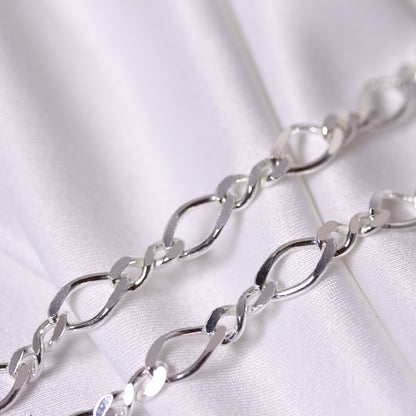 Sterling Silver Figaro Twist Link Necklace 16 - 18 Inches