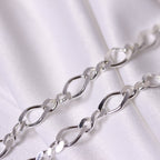 Sterling Silver Figaro Twist Link Necklace 16 - 18 Inches