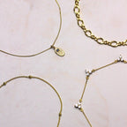 Gold Plated Sterling Silver Bobble 16 Inch Chain Necklace