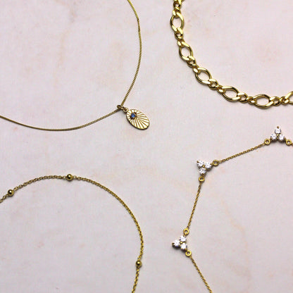 Gold Plated Sterling Silver Bobble 16 Inch Chain Necklace