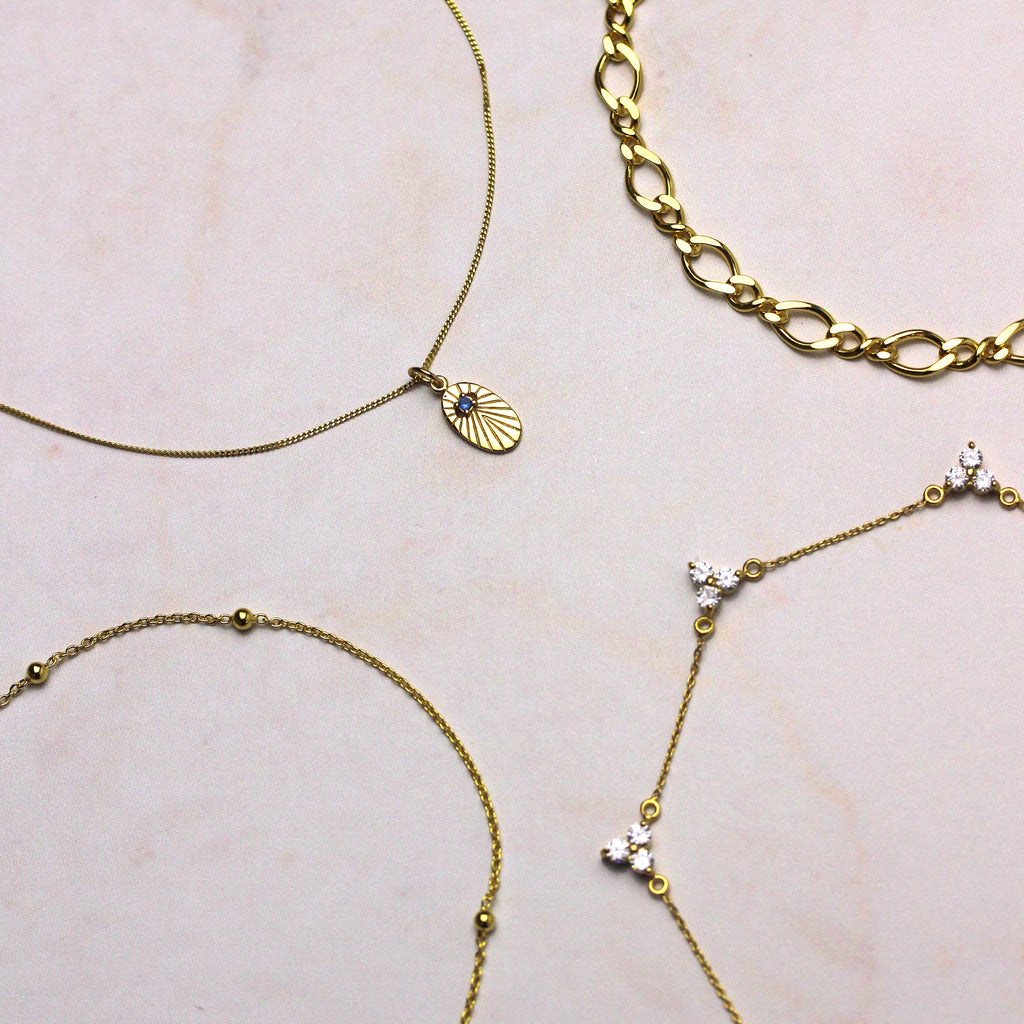 Gold Plated Sterling Silver Figaro Twist Link Necklace 16-18 Inch