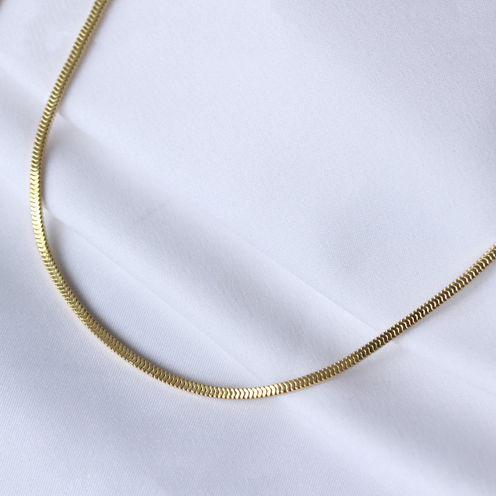 Gold Plated Sterling Silver Square 2mm Snake Necklace 16-18 Inches