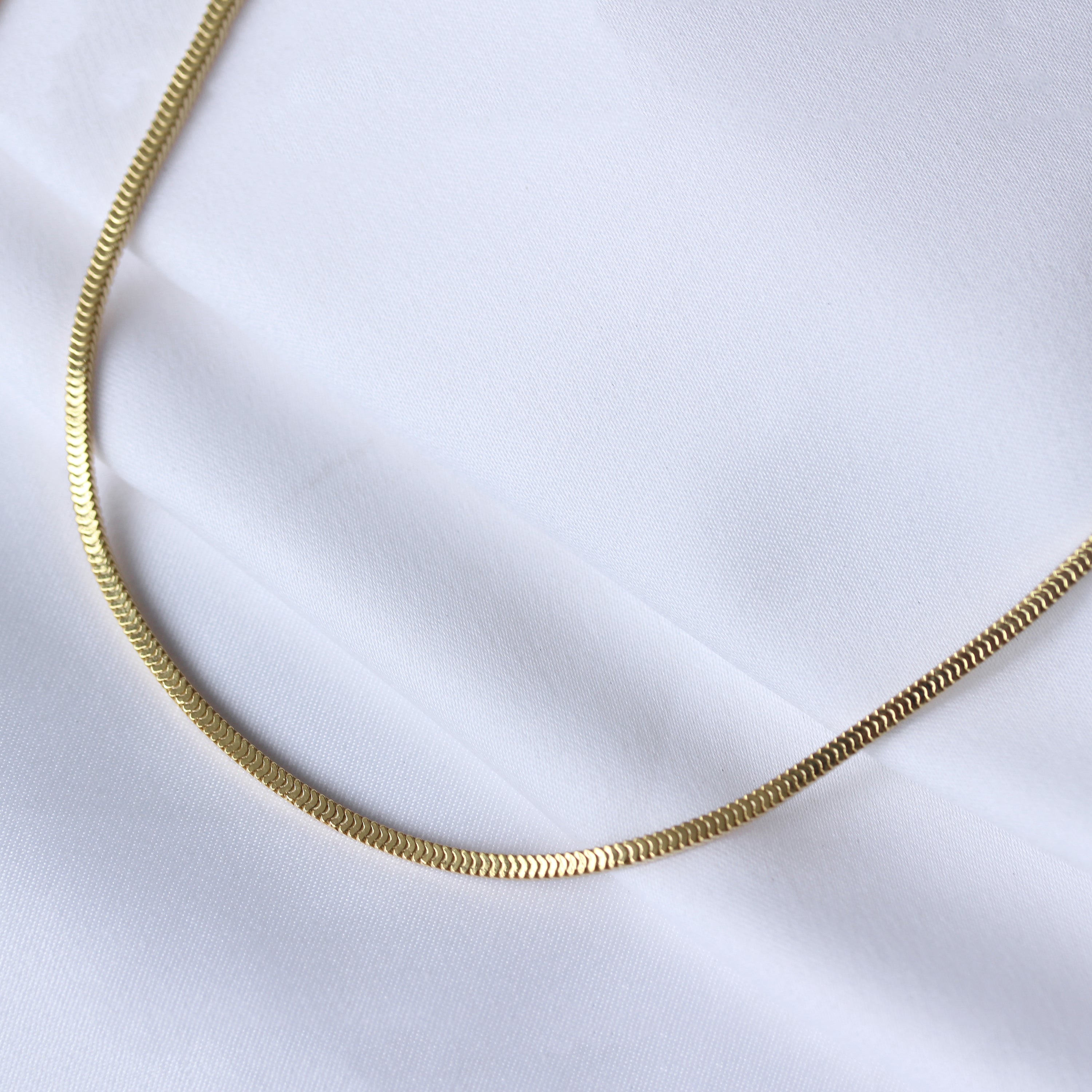 Gold Plated Sterling Silver Square 2mm Snake Necklace 16-18 Inches