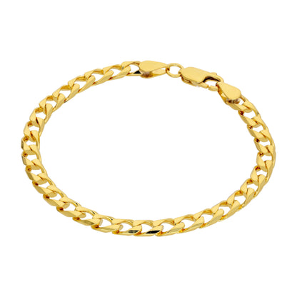 Gold Plated Sterling Silver Flat 5mm Curb Link Bracelet 7.5 Inch