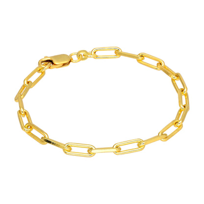 Gold Plated Sterling Silver Long Link Bracelet 7 Inches