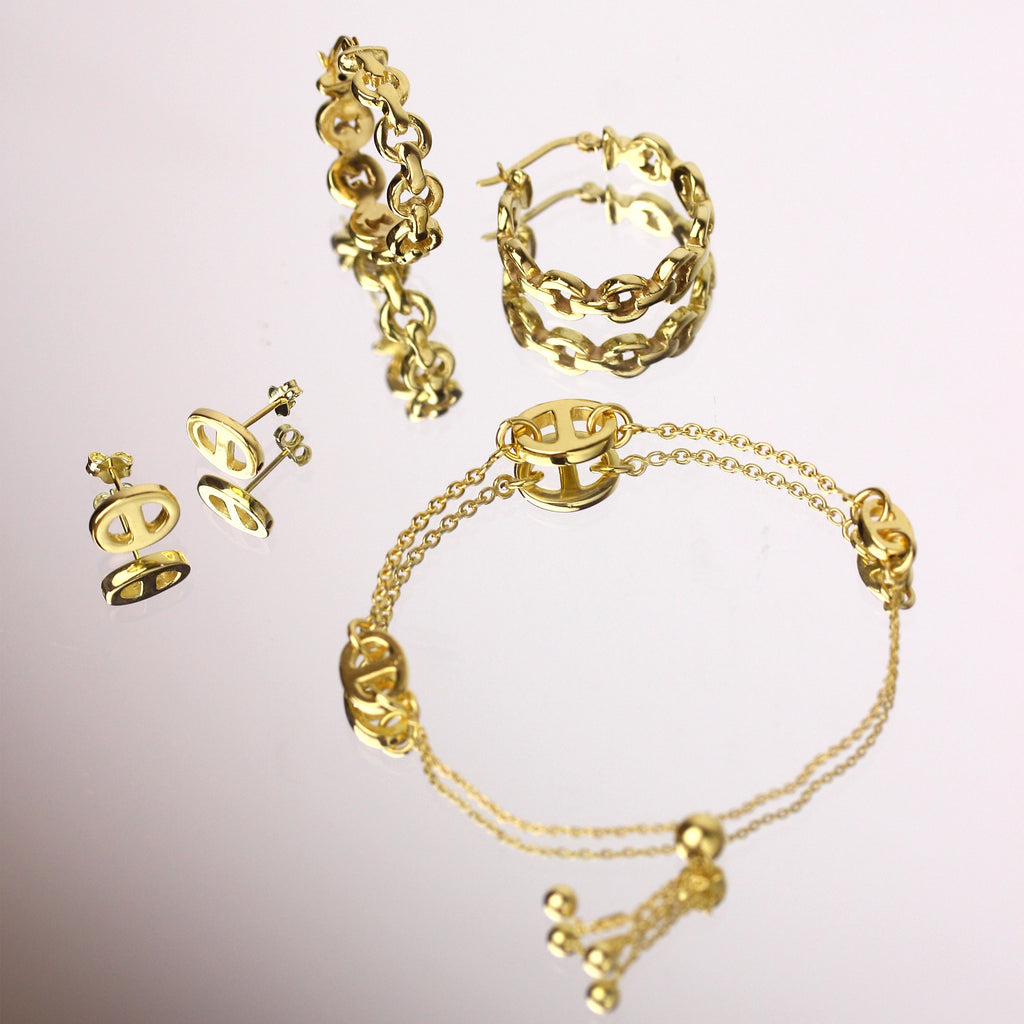 Gold Plated Sterling Silver Chunky Link Fine Chain Bracelet
